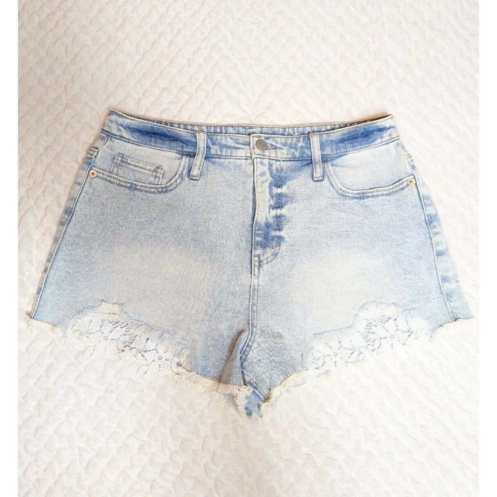Wild Fable Light Acid Wash Cottagecore Floral Lace Jean Shorts Jorts Sz 12 - Picture 3 of 8
